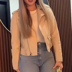 Zara Ecru Leather Jacket